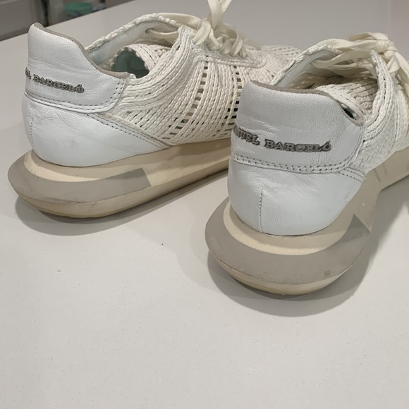 Manuel Barcelo Laval Napalin White Rafia Leather Sneakers - Picture 4 of 8